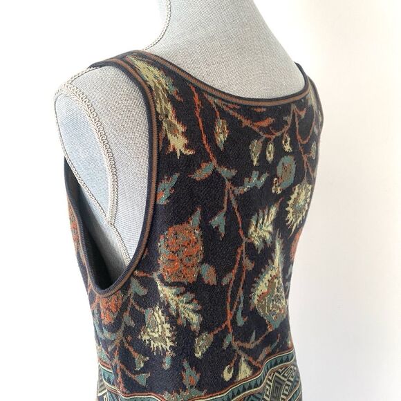 Peruvian Connection Navy Rustic Color Botanical Aztec Patterned Maxi Knit Dress - Picture 6 of 13